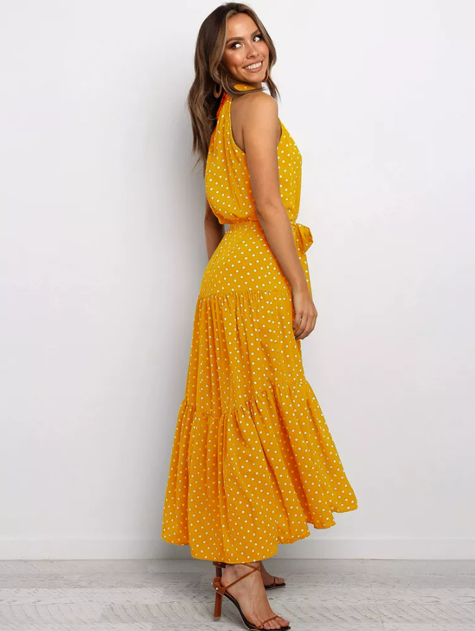 Vestido longo polka - Amarelo